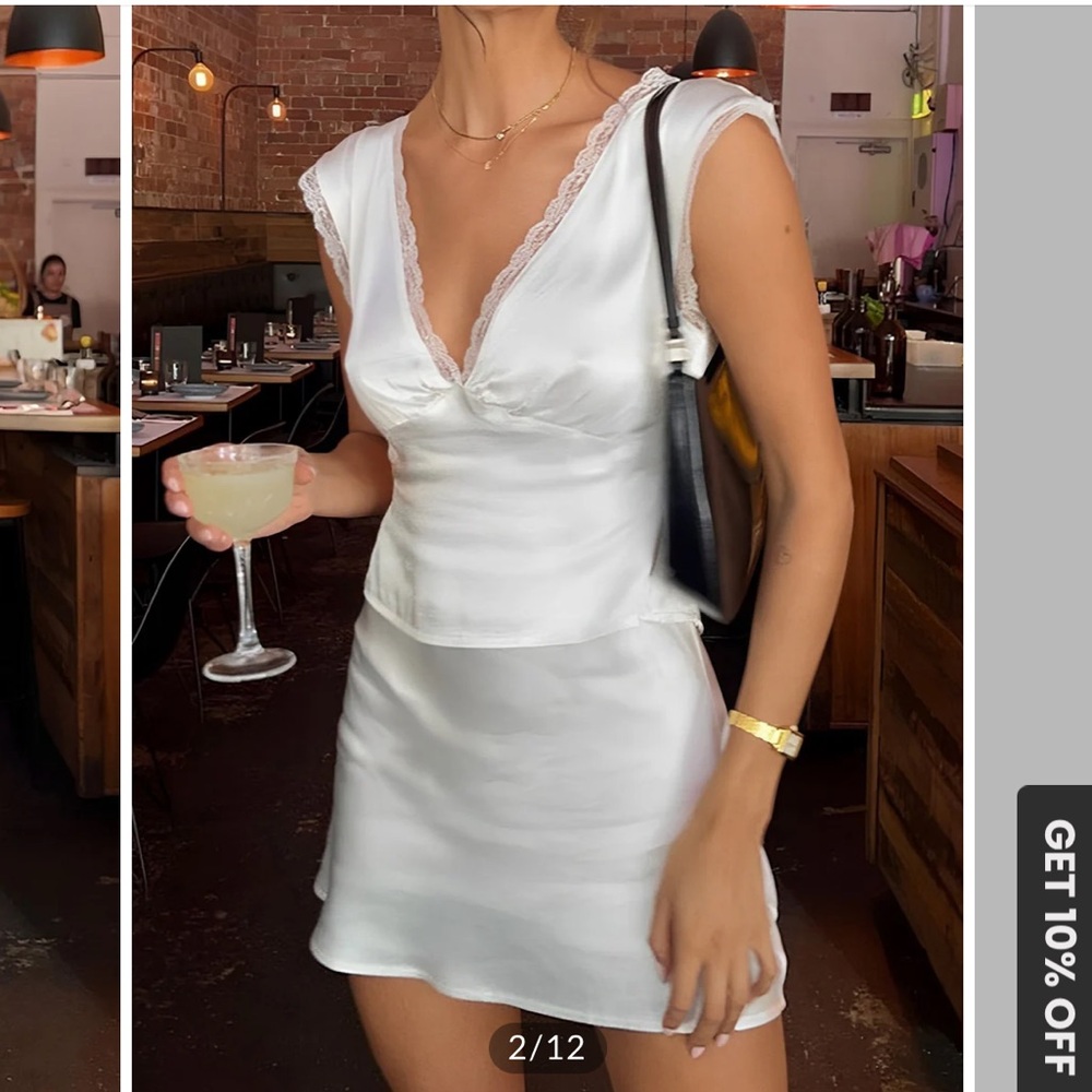 White satin skirt set brand new